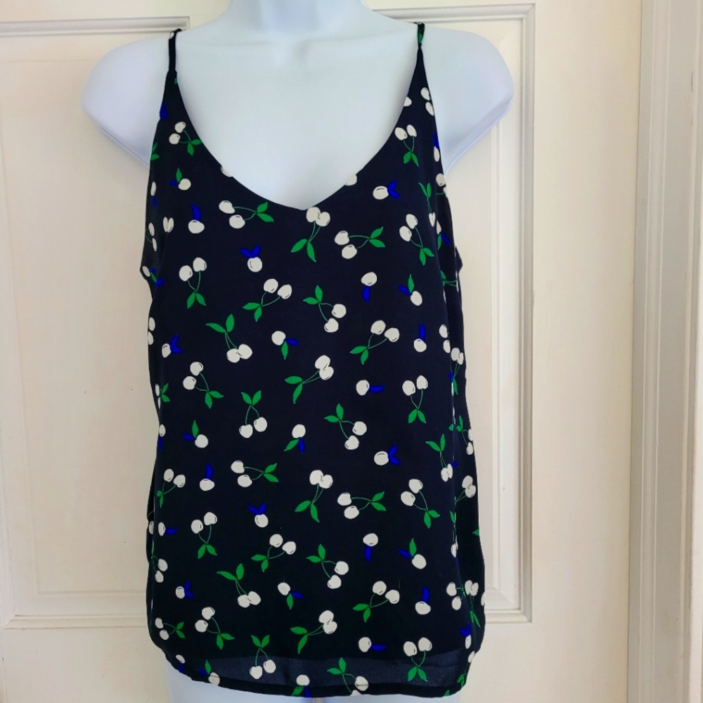 Banana Republic Navy Cherry Print Tank